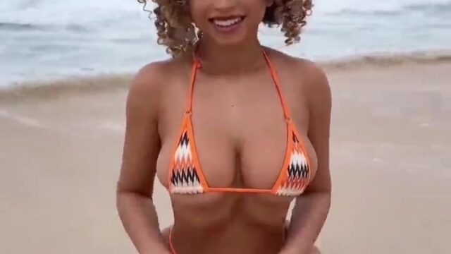 Kiara Peach  video shows off her big boobs on the beach!